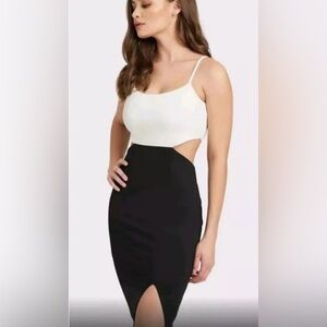 NWT Bebe Side Cutout Midi Slit Dress Size L